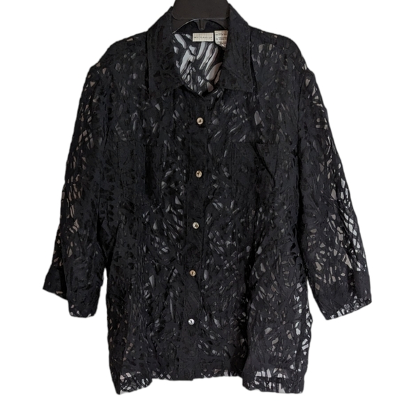 White Stag Tops - Black Burnout Button Up Top Size XL‎